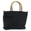 GUCCI Bamboo Hand Bag Canvas Black Silver 000 1998 0540 Auth 173942-1