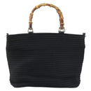 GUCCI Bamboo Hand Bag Canvas Black Silver 000 1998 0540 Auth 173942-13