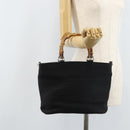 GUCCI Bamboo Hand Bag Canvas Black Silver 000 1998 0540 Auth 173942-22