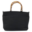 GUCCI Bamboo Hand Bag Canvas Black Silver 000 1998 0540 Auth 173942-2