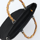 GUCCI Bamboo Hand Bag Canvas Black Silver 000 1998 0540 Auth 173942-6