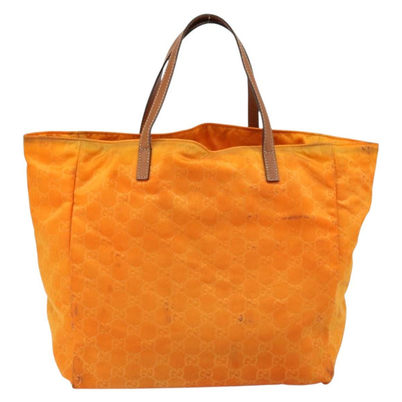 GUCCI GG Canvas Tote Bag Nylon Orange 282439 Auth 173944