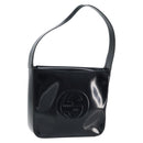 GUCCI Shoulder Bag Patent leather Black Silver 000 0506 Auth 173947-1