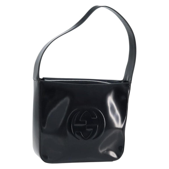 GUCCI Shoulder Bag Patent leather Black Silver 000 0506 Auth 173947