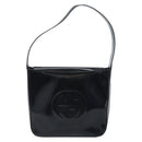 GUCCI Shoulder Bag Patent leather Black Silver 000 0506 Auth 173947-13