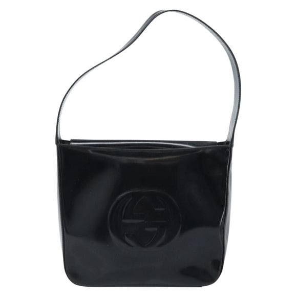 GUCCI Shoulder Bag Patent leather Black Silver 000 0506 Auth 173947