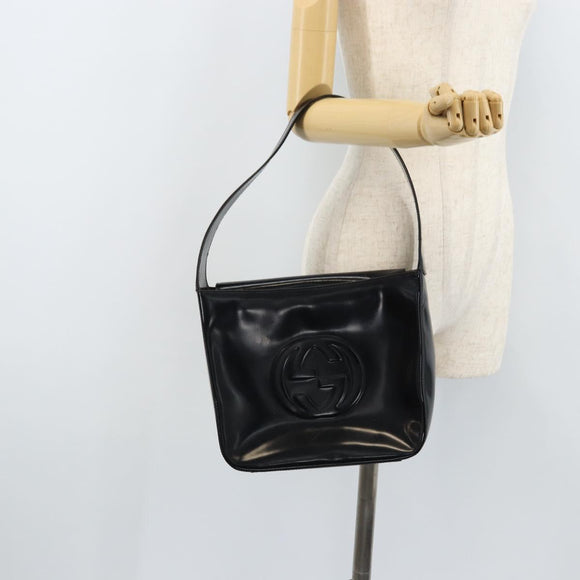 GUCCI Shoulder Bag Patent leather Black Silver 000 0506 Auth 173947