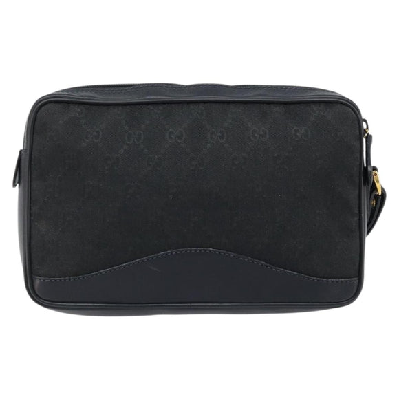 GUCCI GG Canvas Clutch Bag Black Gold 018 3754 3642 Auth 173949