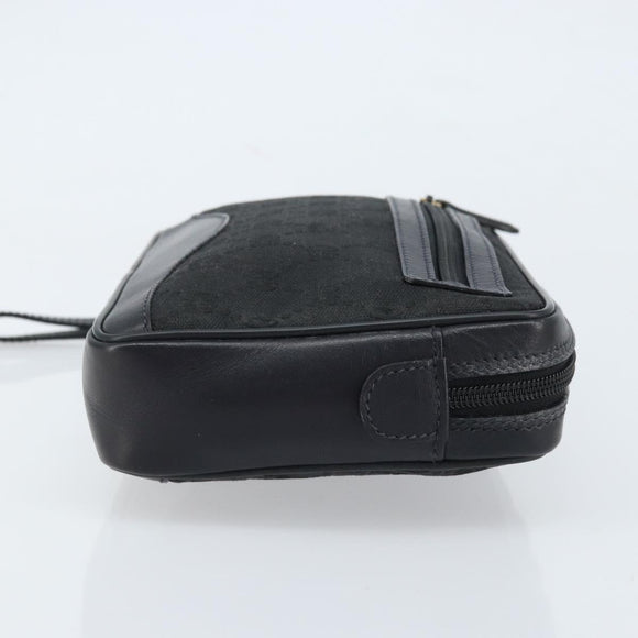GUCCI GG Canvas Clutch Bag Black Gold 018 3754 3642 Auth 173949