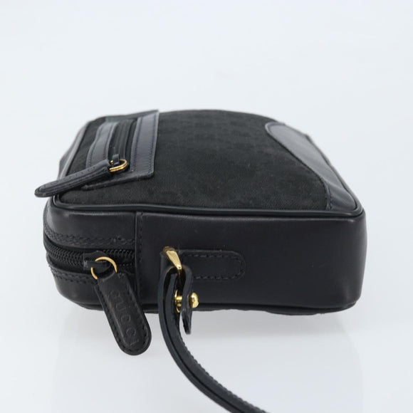GUCCI GG Canvas Clutch Bag Black Gold 018 3754 3642 Auth 173949