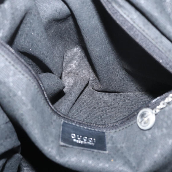 GUCCI Bamboo Shoulder Bag Nylon Black Silver 001 1577 Auth 173951