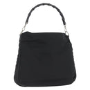 GUCCI Bamboo Shoulder Bag Nylon Black Silver 001 1577 Auth 173951-1