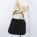GUCCI Bamboo Shoulder Bag Nylon Black Silver 001 1577 Auth 173951-21