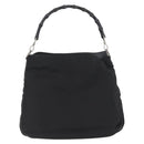 GUCCI Bamboo Shoulder Bag Nylon Black Silver 001 1577 Auth 173951-13