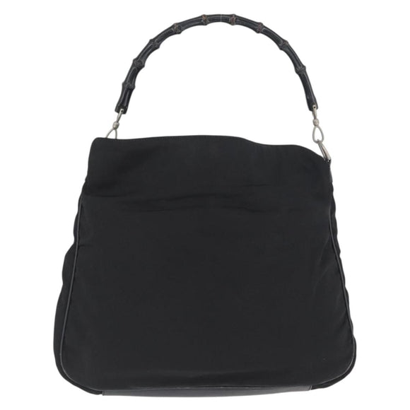 GUCCI Bamboo Shoulder Bag Nylon Black Silver 001 1577 Auth 173951