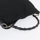 GUCCI Bamboo Shoulder Bag Nylon Black Silver 001 1577 Auth 173951-6