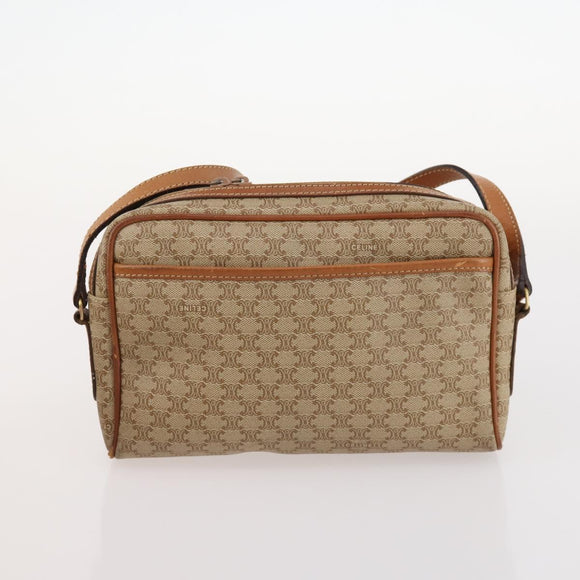 CELINE Macadam Canvas Shoulder Bag PVC Leather 2 Set Beige Auth 173954