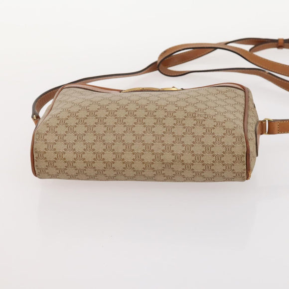 CELINE Macadam Canvas Shoulder Bag PVC Leather 2 Set Beige Auth 173954