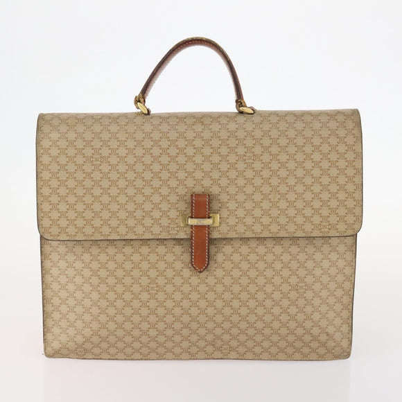 CELINE Macadam Canvas Shoulder Bag PVC Leather 2 Set Beige Auth 173954