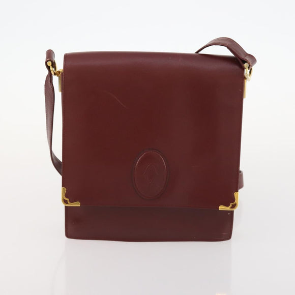 GIVENCHY Fendi Cartier Zucchino Canvas Bag Leather 3 Set Bordeaux Auth 173955