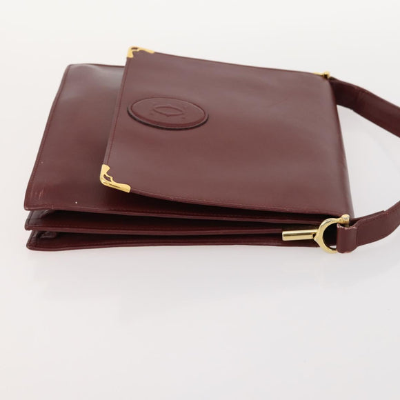 GIVENCHY Fendi Cartier Zucchino Canvas Bag Leather 3 Set Bordeaux Auth 173955