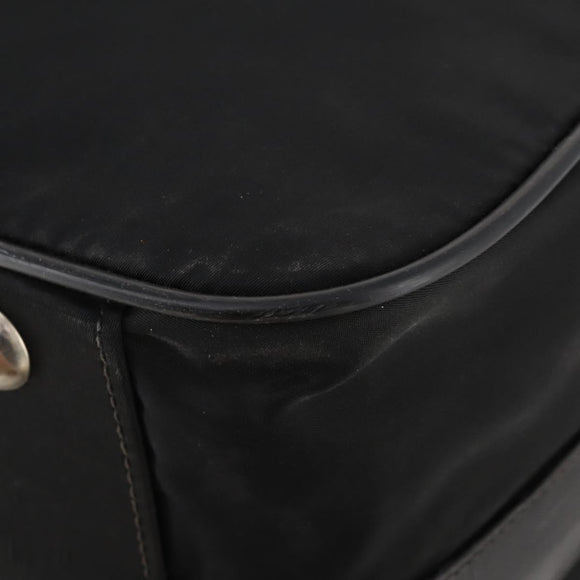 PRADA Boston Bag Nylon Black Silver Auth 173960A