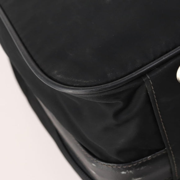 PRADA Boston Bag Nylon Black Silver Auth 173960A
