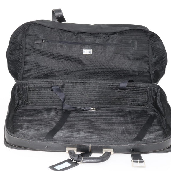 PRADA Boston Bag Nylon Black Silver Auth 173960A