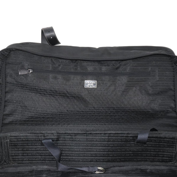 PRADA Boston Bag Nylon Black Silver Auth 173960A