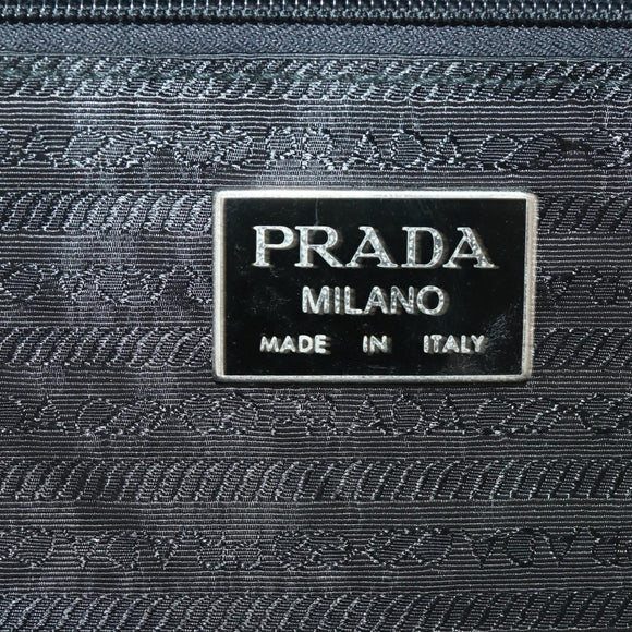 PRADA Boston Bag Nylon Black Silver Auth 173960A