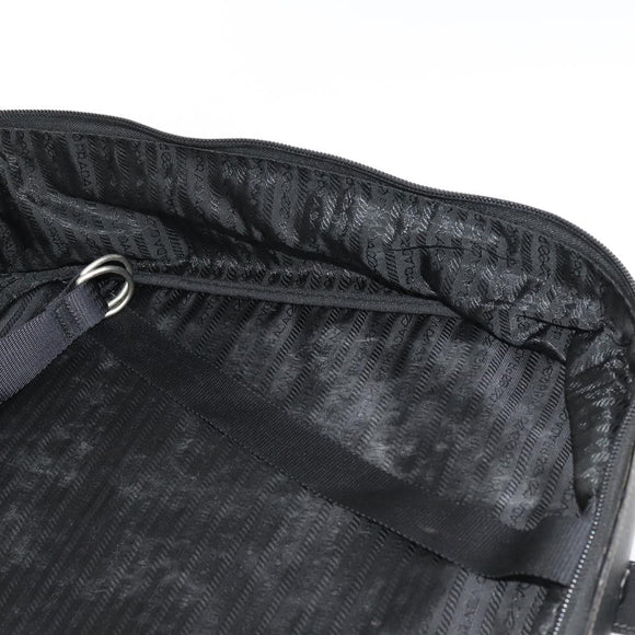 PRADA Boston Bag Nylon Black Silver Auth 173960A
