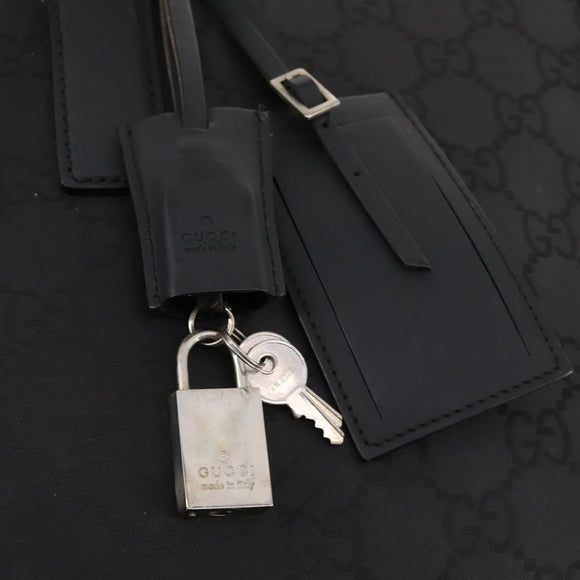 GUCCI GG Canvas Boston Bag Black Silver Auth 173961
