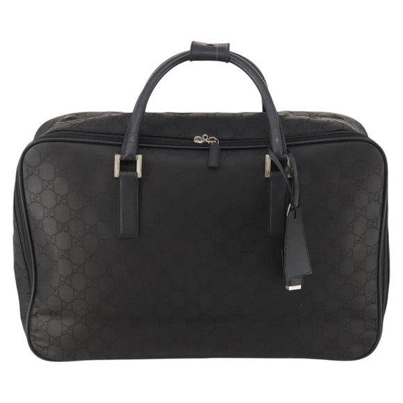 GUCCI GG Canvas Boston Bag Black Silver Auth 173961