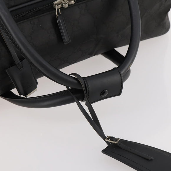 GUCCI GG Canvas Boston Bag Black Silver Auth 173961