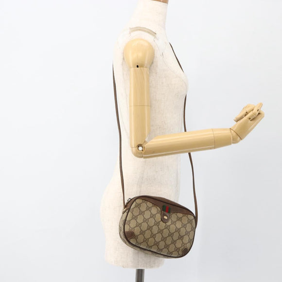 GUCCI GG Supreme Web Sherry Line Bag PVC Beige Gold 89 02 066 Auth 173966