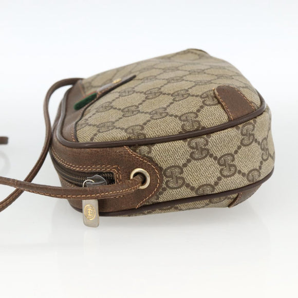 GUCCI GG Supreme Web Sherry Line Bag PVC Beige Gold 89 02 066 Auth 173966