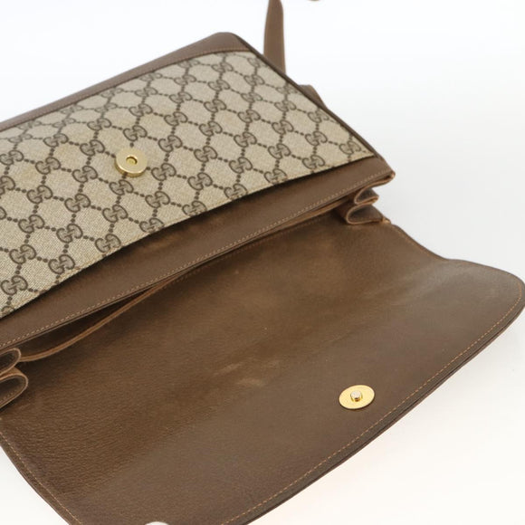 GUCCI GG Supreme Shoulder Bag PVC Leather Beige Gold 116 02 067 Auth 173967