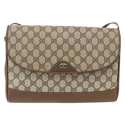 GUCCI GG Supreme Shoulder Bag PVC Leather Beige Gold 116 02 067 Auth 173967 - 0