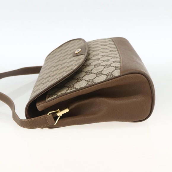 GUCCI GG Supreme Shoulder Bag PVC Leather Beige Gold 116 02 067 Auth 173967