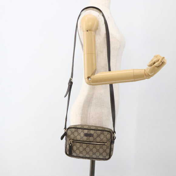 GUCCI GG Supreme Shoulder Bag PVC Beige Gold 201447 Auth 173968
