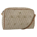 Christian Dior Honeycomb Canvas Shoulder Bag PVC Beige Gold Auth 173969-1
