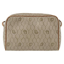 Christian Dior Honeycomb Canvas Shoulder Bag PVC Beige Gold Auth 173969-2
