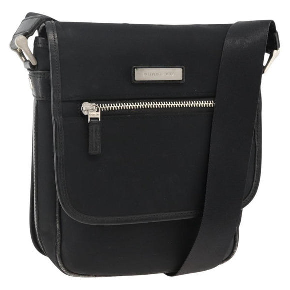 BURBERRY Shoulder Bag Nylon Black Silver Auth 173971
