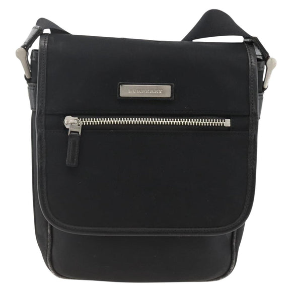 BURBERRY Shoulder Bag Nylon Black Silver Auth 173971