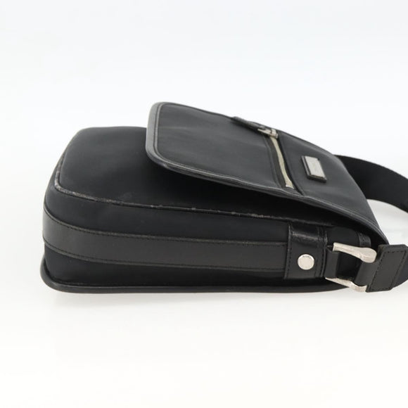 BURBERRY Shoulder Bag Nylon Black Silver Auth 173971