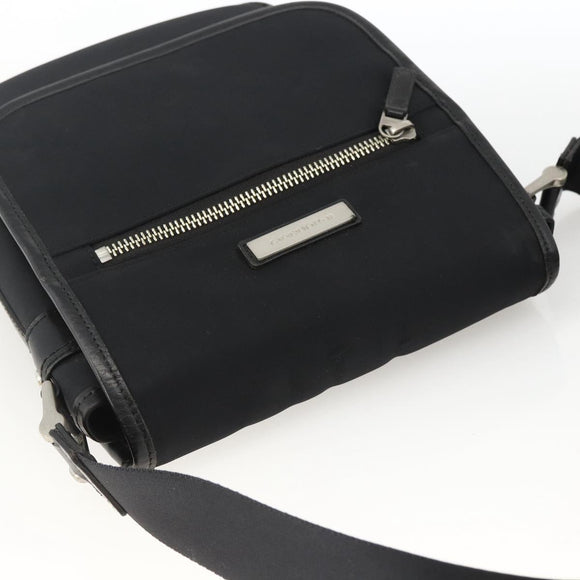 BURBERRY Shoulder Bag Nylon Black Silver Auth 173971