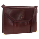 BALLY Shoulder Bag Leather Bordeaux Gold Auth 173972-1