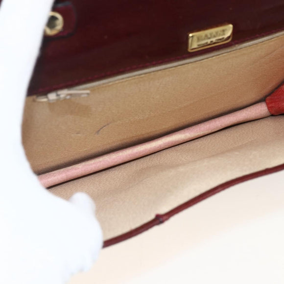 BALLY Shoulder Bag Leather Bordeaux Gold Auth 173972