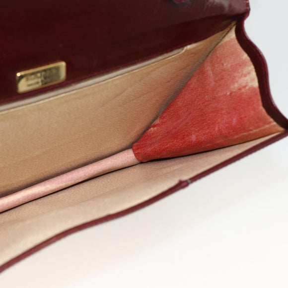 BALLY Shoulder Bag Leather Bordeaux Gold Auth 173972