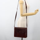 BALLY Shoulder Bag Leather Bordeaux Gold Auth 173972-20